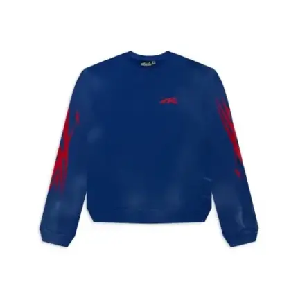 Blue Hellstar Sports Long Sleeves Crewneck